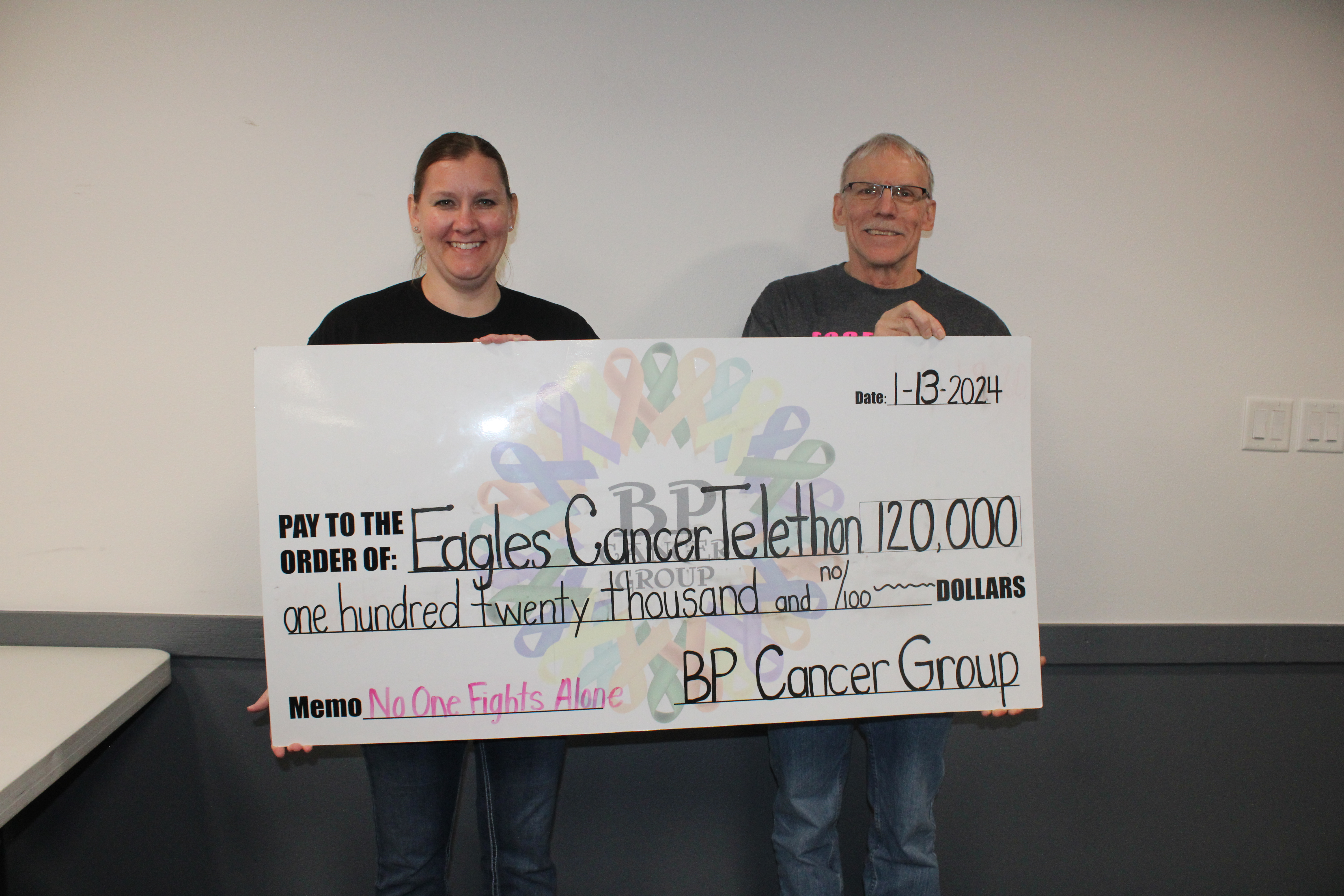 bp cancer auction, donation, eagles telethon, becky miner, lloyd prihoda