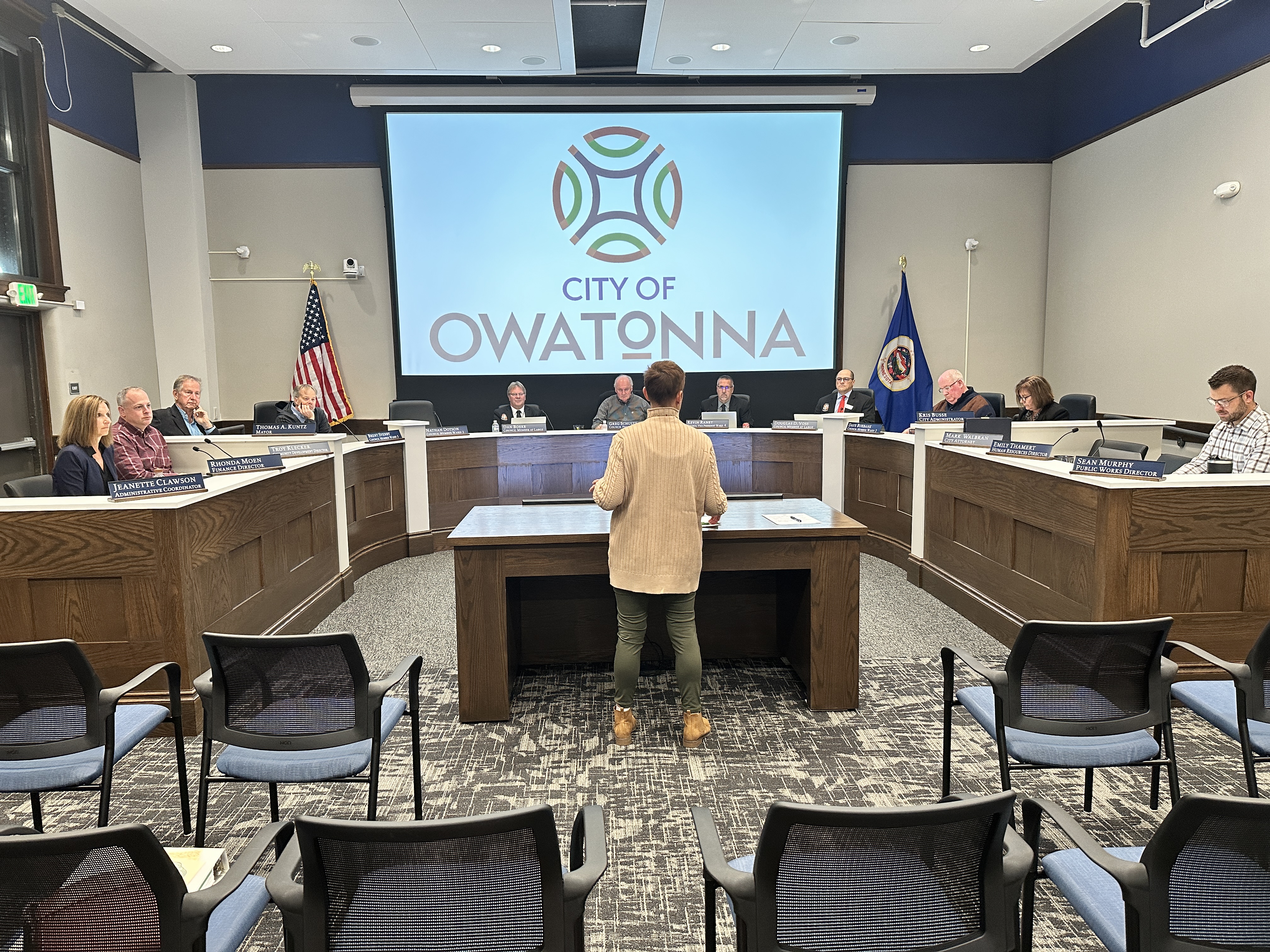 owatonna city council, new chambers, leslea partridge
