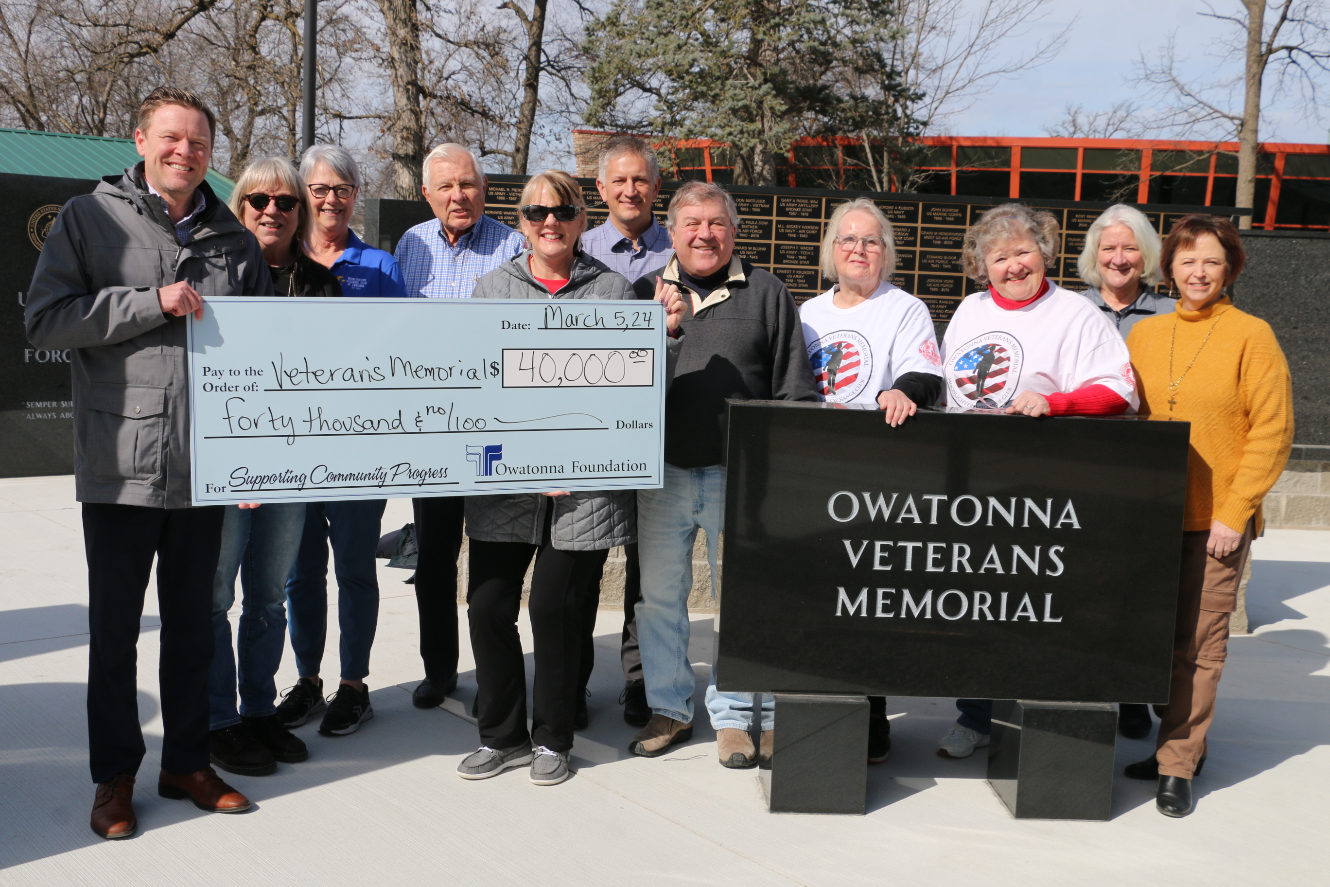 Owatonna Veterans Memorial, Owatonna Foundation, grant, 2024