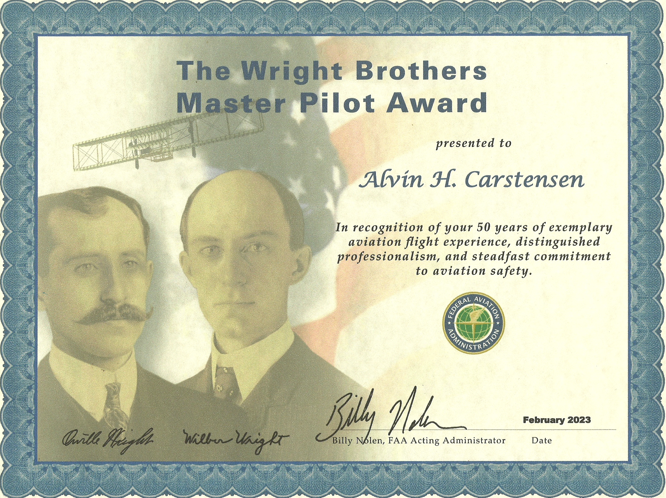 alvin carstensen, faa award, owatonna