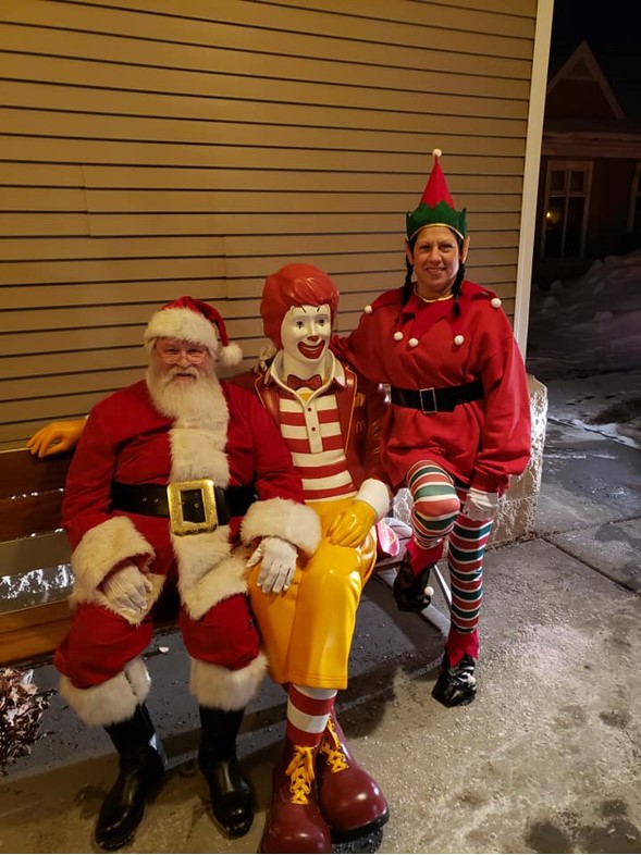 santa claus, ronald mcdonald, roxy