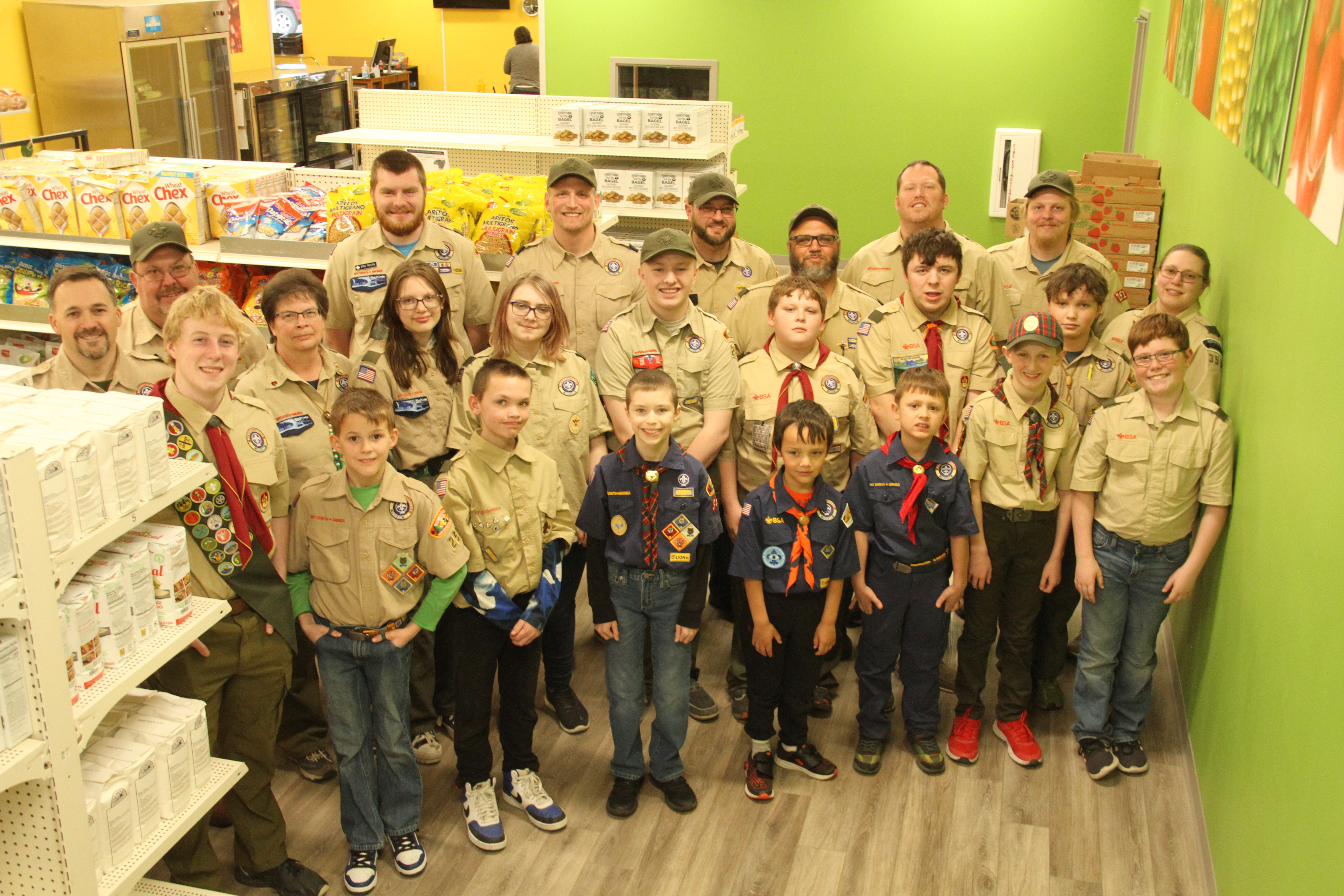 scouts, owatonna, food drive, community pathways, boy scouts, girl scouts