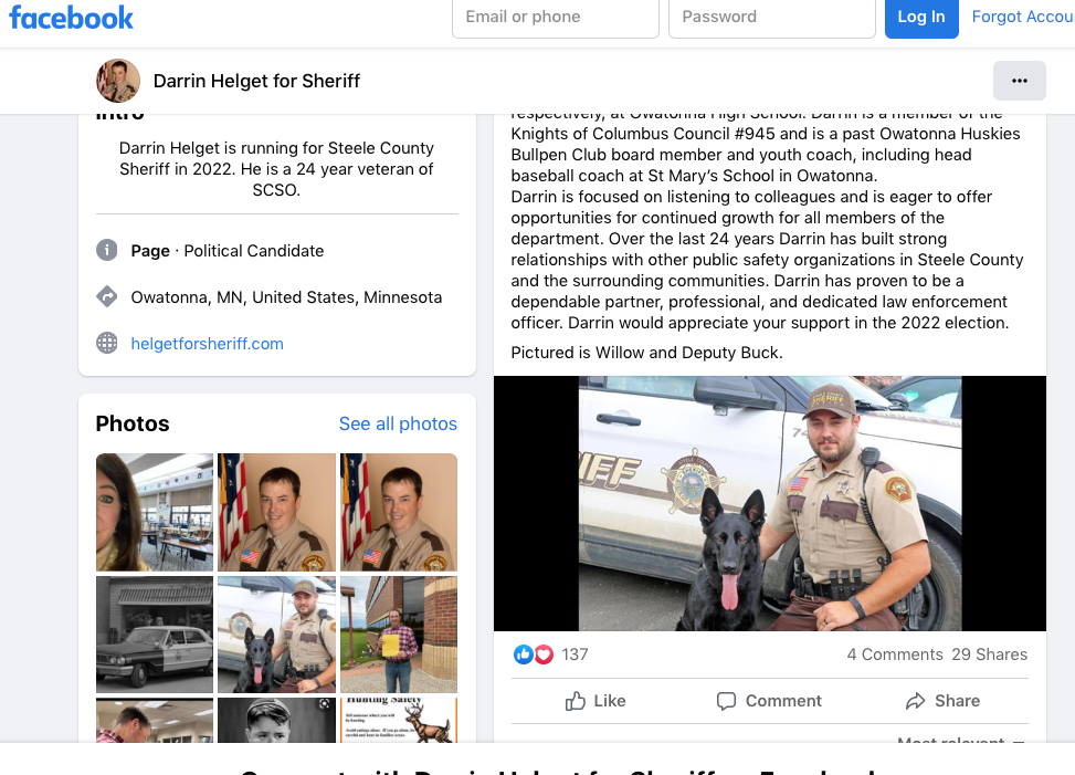 Sheriff race, Steele County, Owatonna, policy, investigation