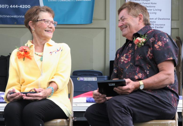 Kathy Schuster, Jerry Ganfield, senior citizens, owatonna, exchange club